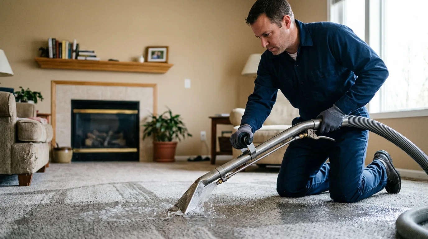 Water damage restoration technician working near Utica, NE